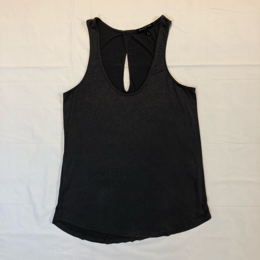 Banana Republic Womens Stretch  Asymmetrical Racerback Metallic Black Tank Top S